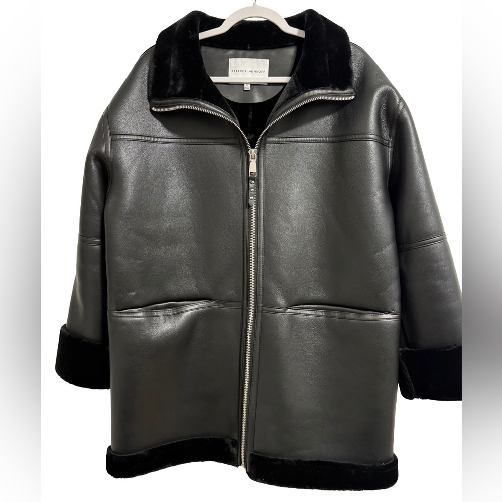 Rebecca Minkoff Ladies' Faux Fur-Trimmed Jacket – Black – Size Medium